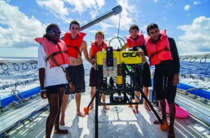 The Island School Deepwater Sharks Research Team with the Medusa