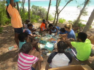 Sorting the plastics we collected at Cotton Bay Beach
