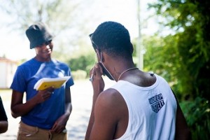 Island School student, Aissatu, interviewing a local