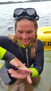 Lili Wagner finds a baby octopus on the light trap
