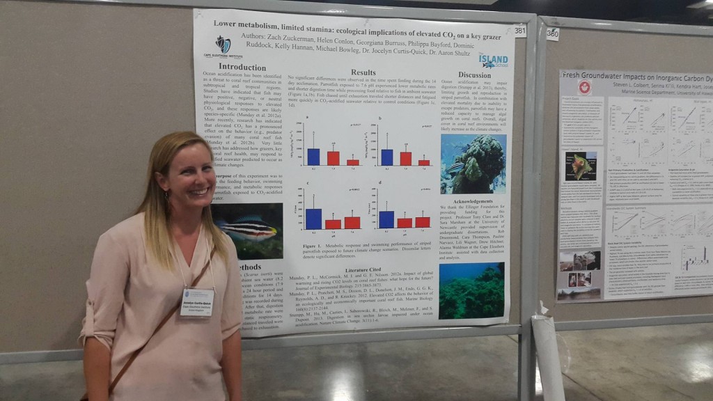 CEI scientists Zach Zuckerman, Dr Aaron Shultz and Dr Jocelyn Curtis-Quick present their parrotfish research
